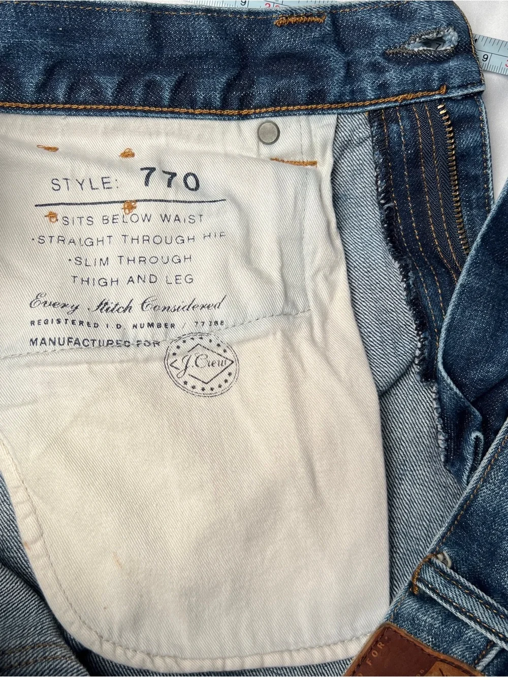 J.Crew 770 Straight Fit Men’s Jeans 33x32 Blue 100% Cotton